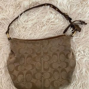 Coach purse, brown and gold
